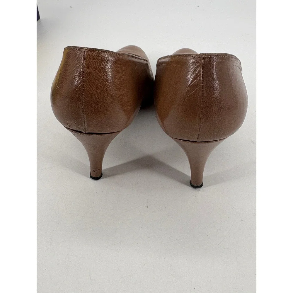 Pappagallo Pumps Women 9 M Vintage Pointed Toe Brown Leather Stiletto Spain